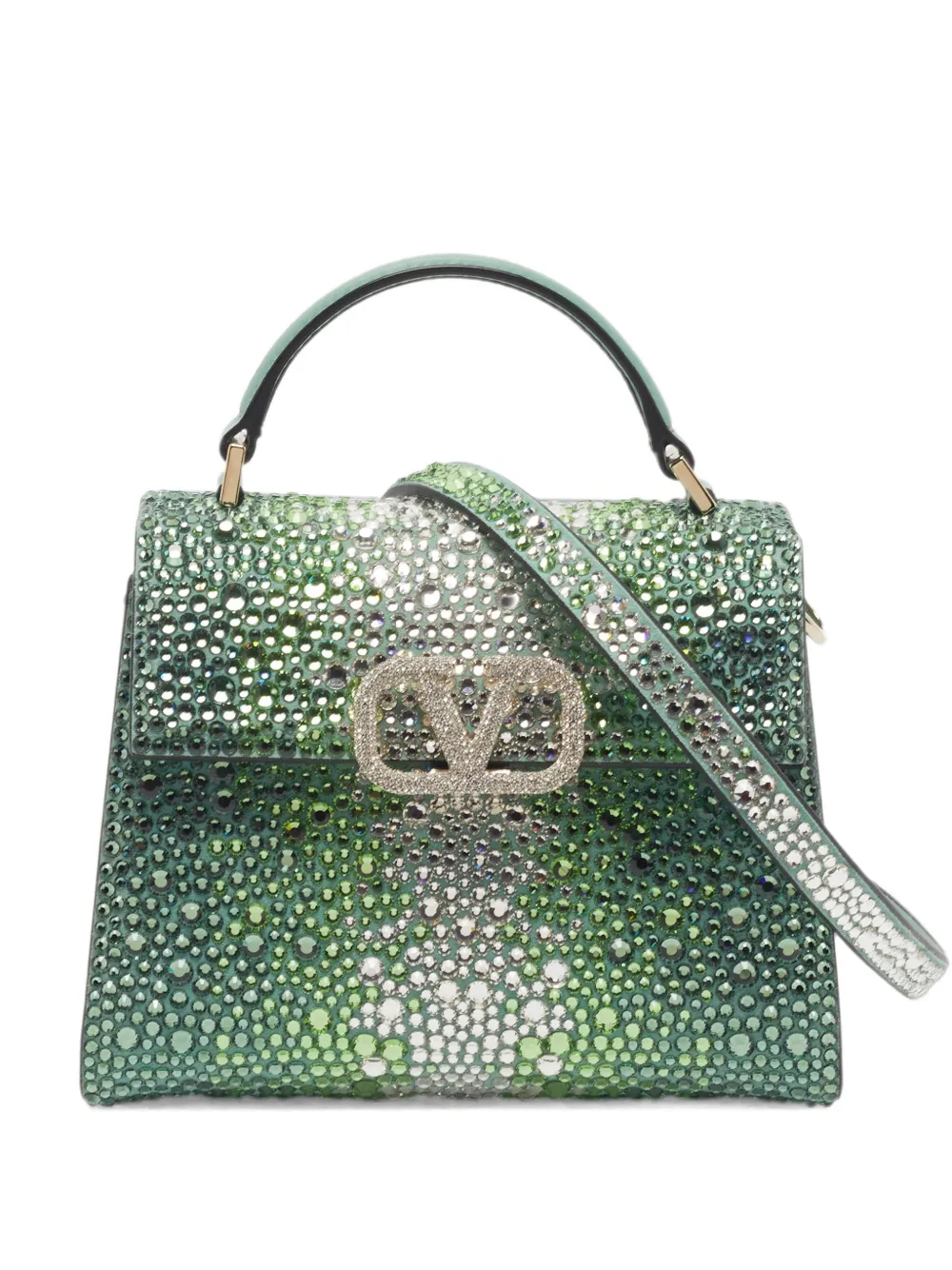 Valentino Garavani Pre-Owned mini VSling crystal-embellished tote bag - Green