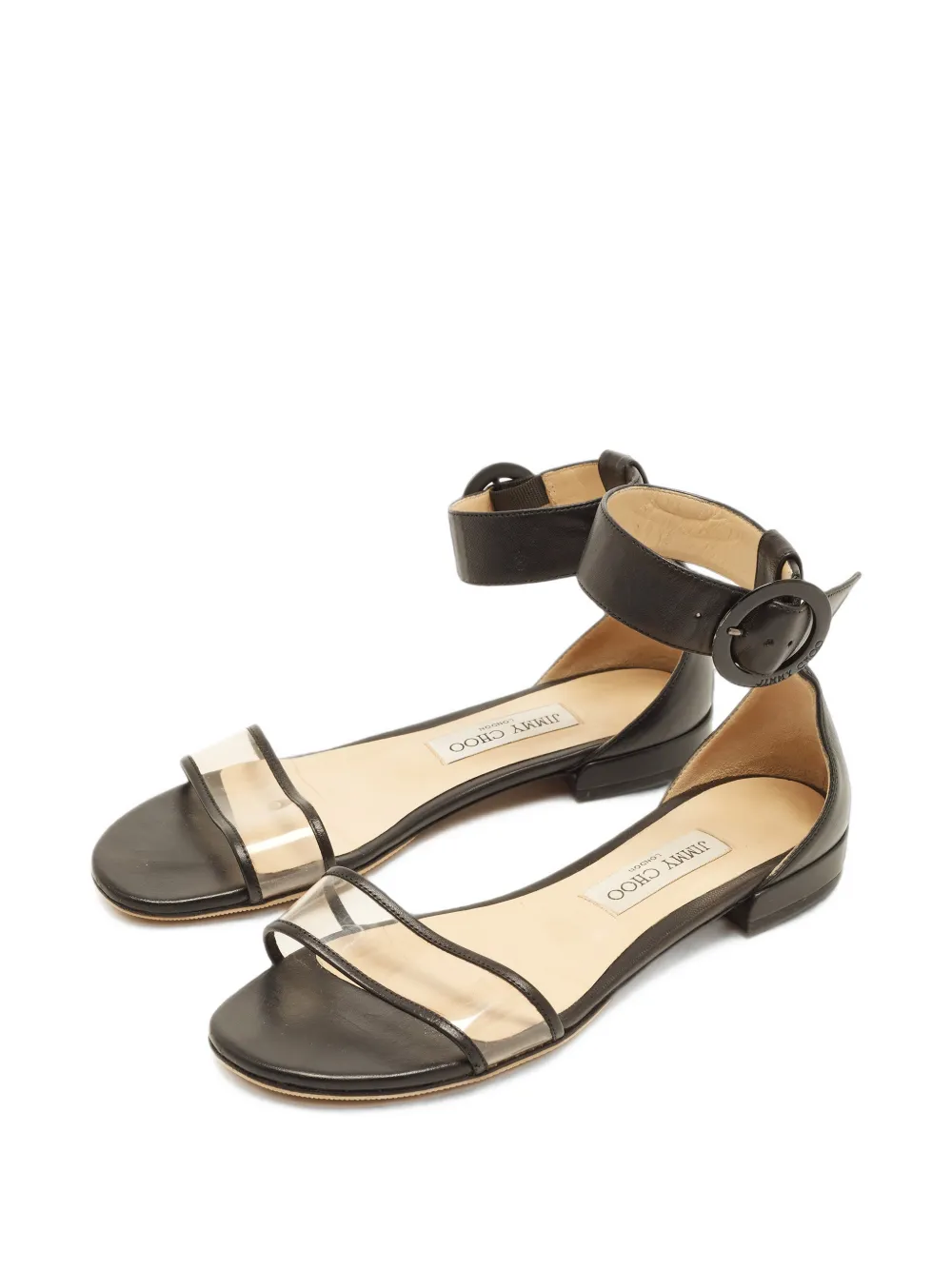 Jimmy Choo Pre-Owned Flache Jaimie Sandalen mit Knöchelriemen - Schwarz