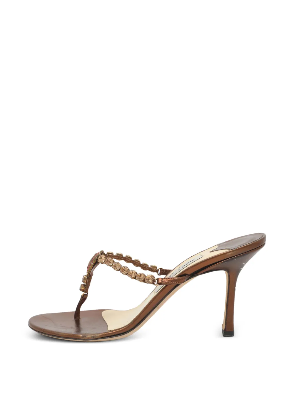 Jimmy Choo Pre-Owned Kristallverzierte Sandalen mit Zehensteg - Braun