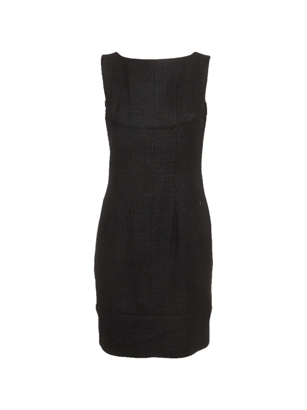 CHANEL Pre-Owned tweed pleated sleeveless mini dress - Nero