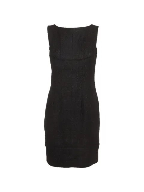 CHANEL Pre-Owned tweed pleated sleeveless mini dress