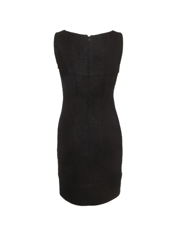 CHANEL Pre-Owned Tweed Pleated Sleeveless Mini Dress | Black