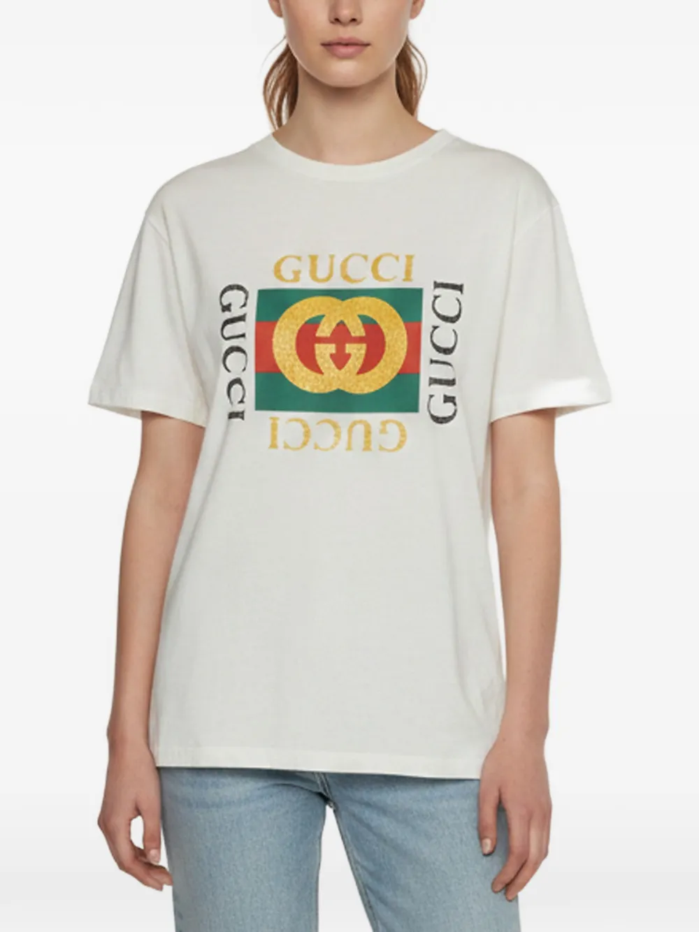Gucci Pre-Owned T-Shirt mit Logo-Print - Weiß