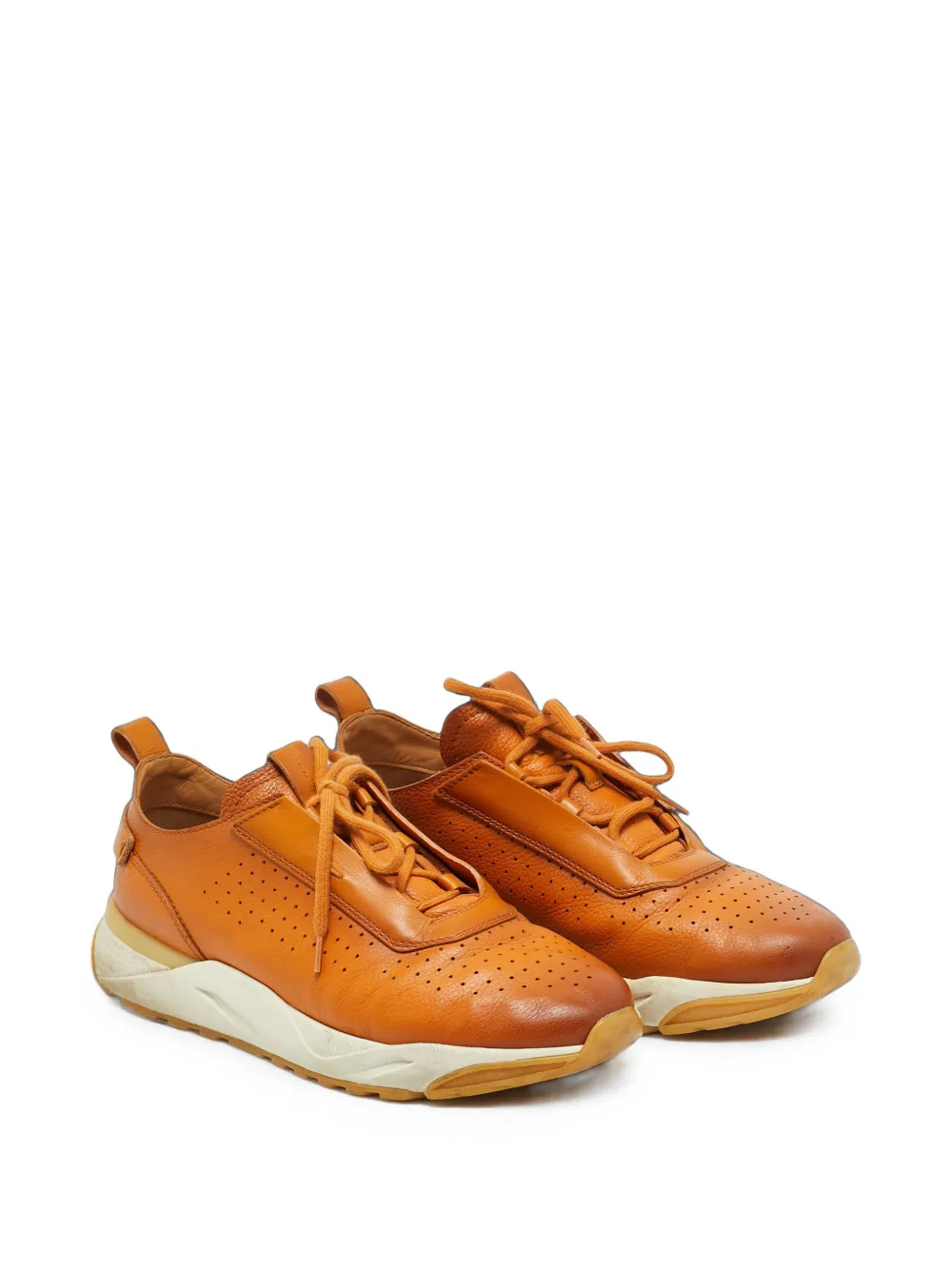 Santoni Sport perforated leather sneakers - Arancione