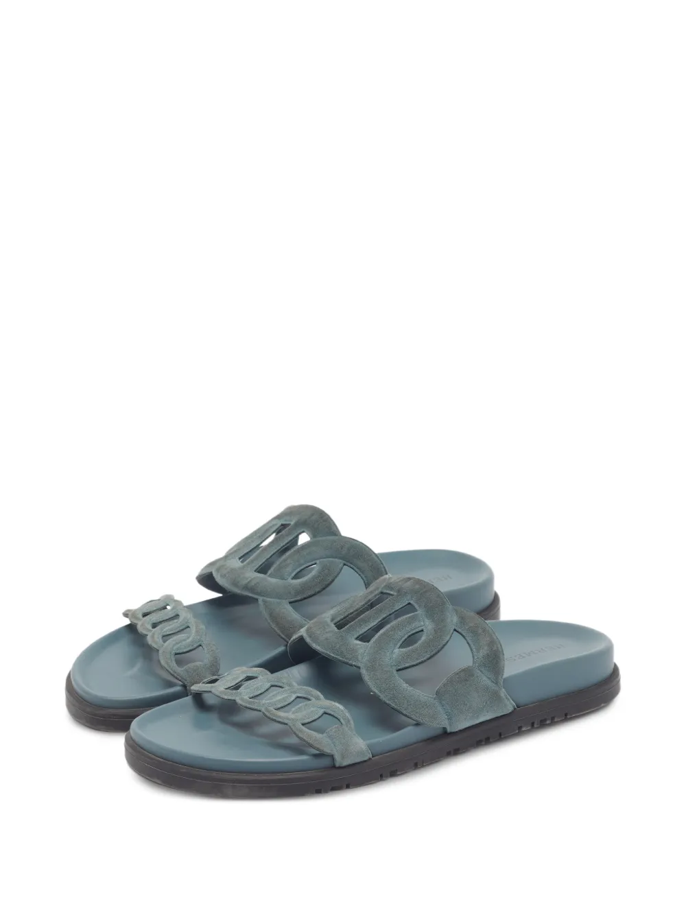 Hermès Pre-Owned sandales extra à détail de chaîne - Bleu Hermès Pre-Owned sandales extra à détail de chaîne - Bleu