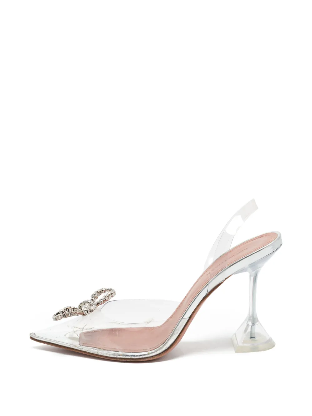 Amina Muaddi Rosie crystal-embellished slingback pumps – White