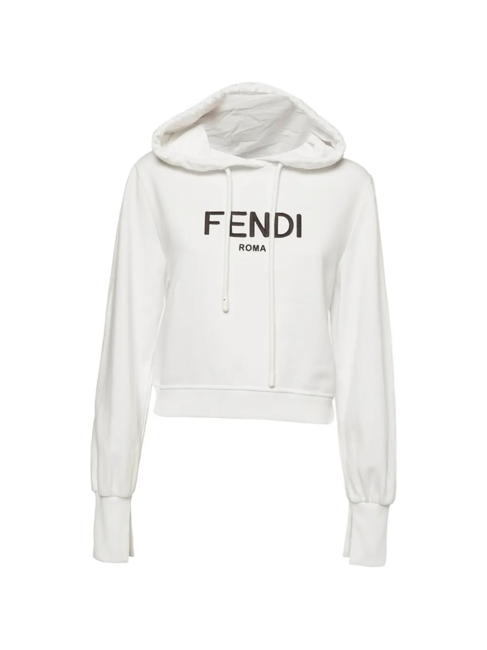 Fendi Pre-Owned logo-embroidered drawstring hoodie - Weiß