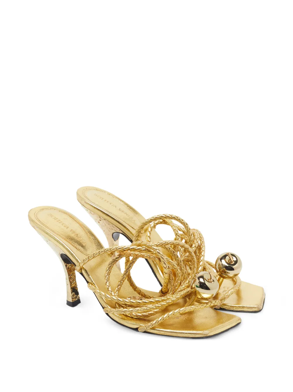 Bottega Veneta Pre-Owned leather ankle-wrap sandals - Gold