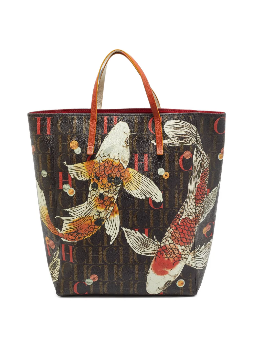 Carolina Herrera Vintage sac à main Koi à imprimé graphique - Marron