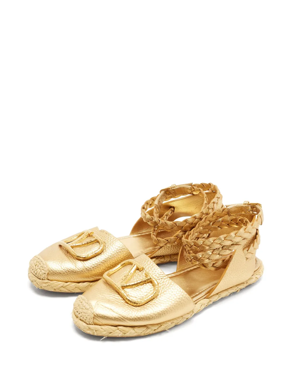 Valentino Garavani Pre-Owned Geflochtene VLogo Sandalen - Gold
