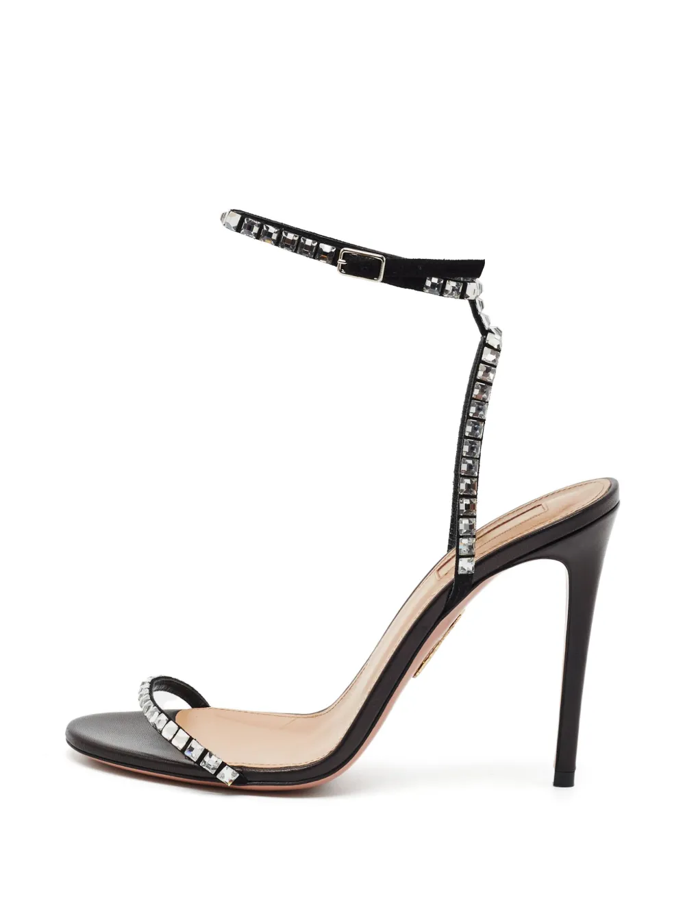Aquazzura crystal-embellished ankle-strap heeled sandals - Nero