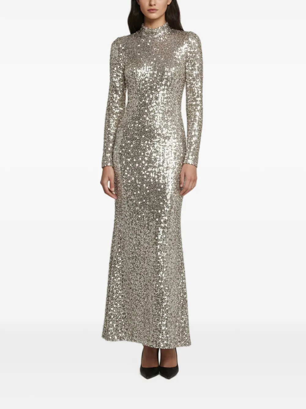 Sportmax robe longue ornée de sequins à dos-nu - Argent