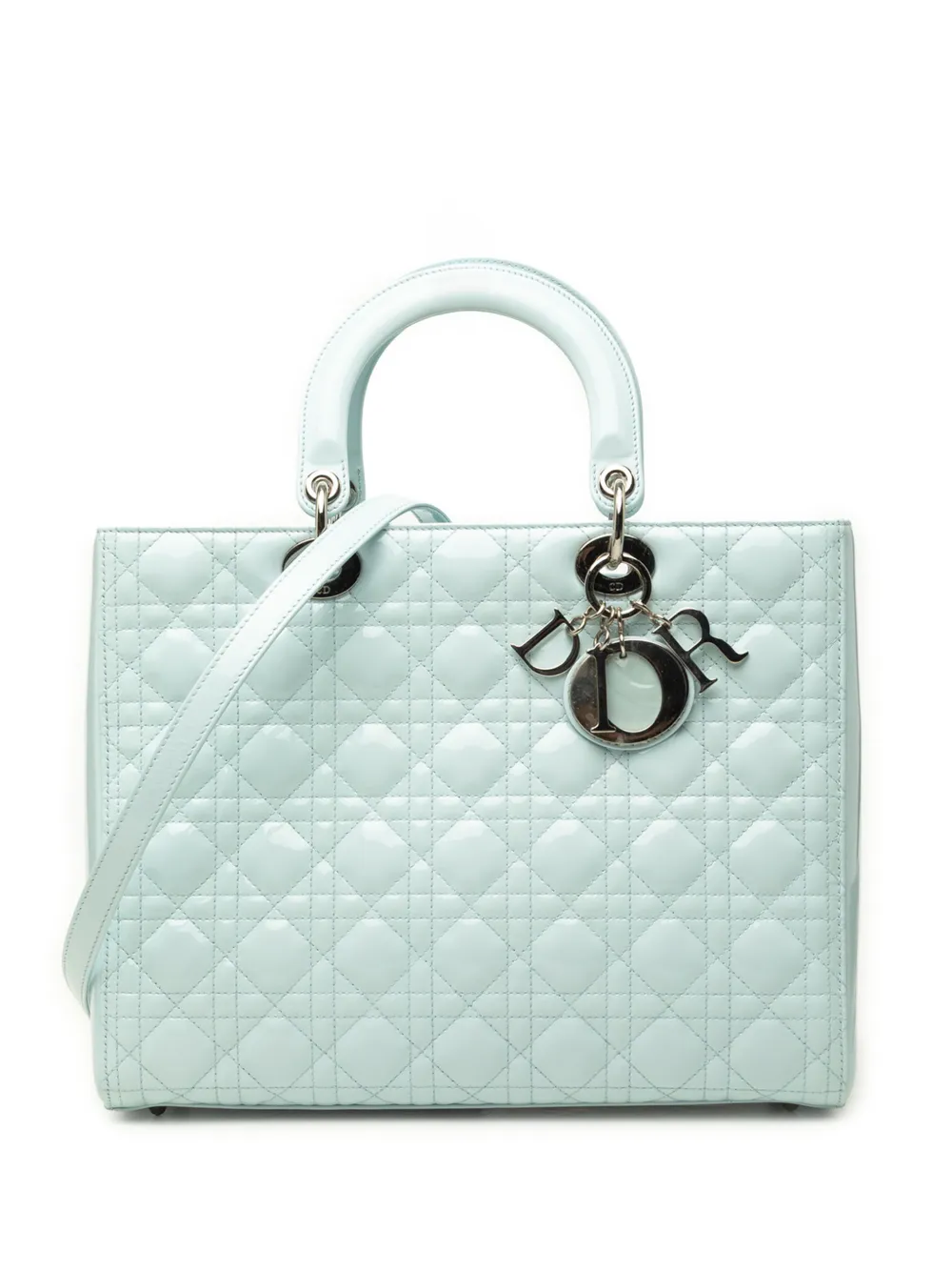 Christian Dior Pre-Owned 2013 Large Patent Cannage Lady Dior satchel - Blue