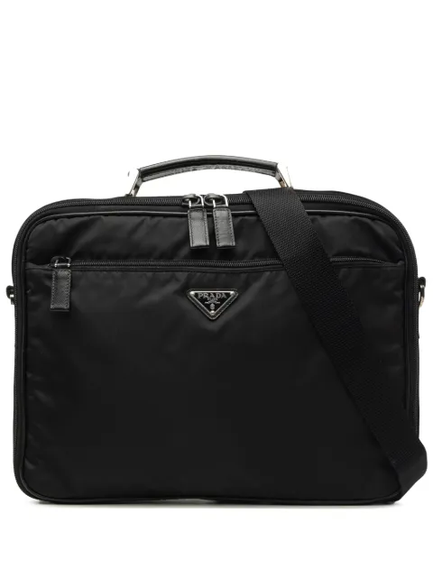 Prada Pre-Owned 2013-2026 Saffiano Trimmed Tessuto business bag