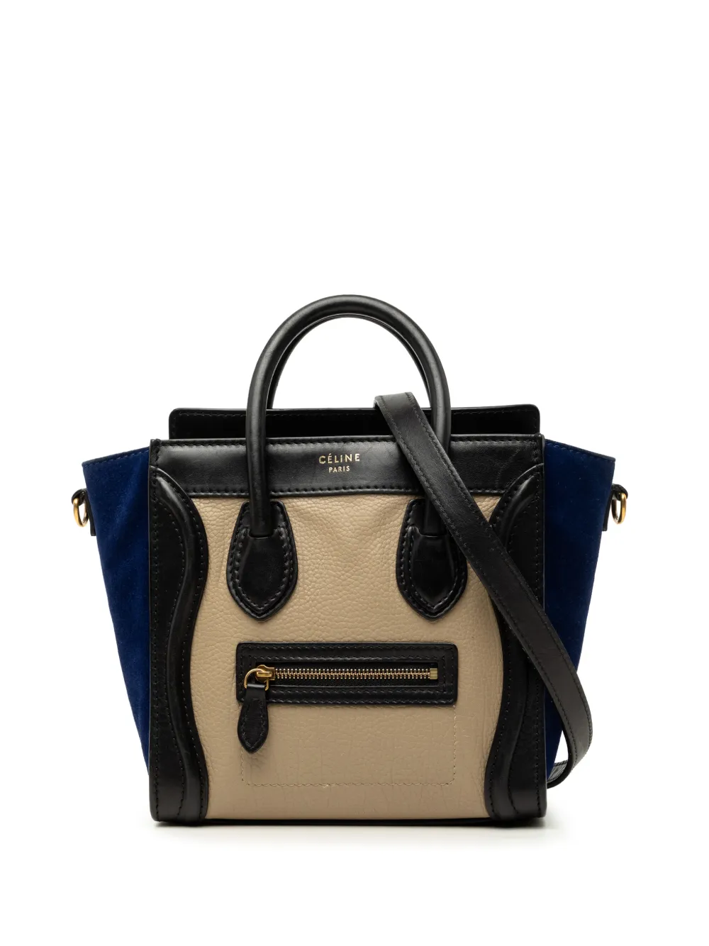 Celine Pre-Owned 2013 Nano Tricolor Calfskin and Suede Luggage Tote satchel - Toni neutri