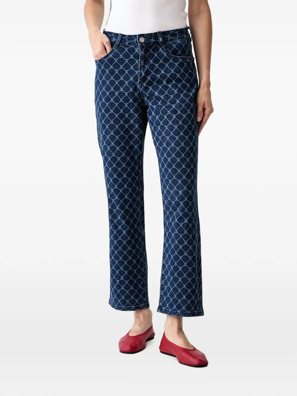Joseph Ribkoff monogram-print straight-leg jeans - Bleu Joseph Ribkoff monogram-print straight-leg jeans - Bleu