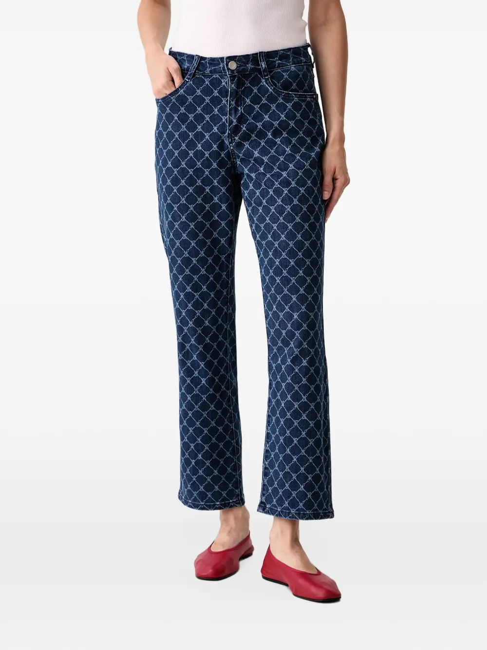 Joseph Ribkoff monogram-print straight-leg jeans - Blau