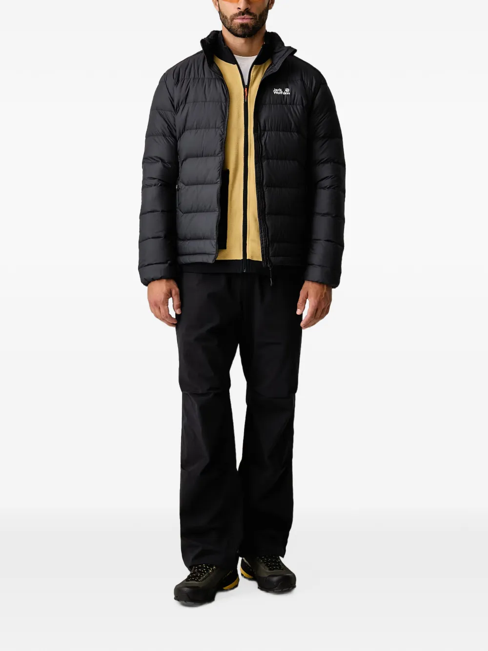 JACK WOLFSKIN Wild Pass Down logo-print quilted jacket Zwart