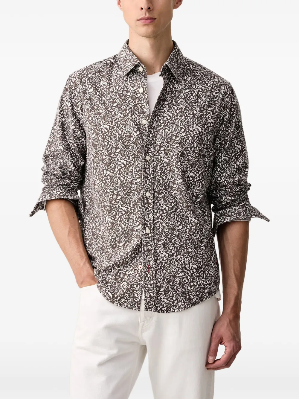Joop! Overhemd met bloemenprint Bruin