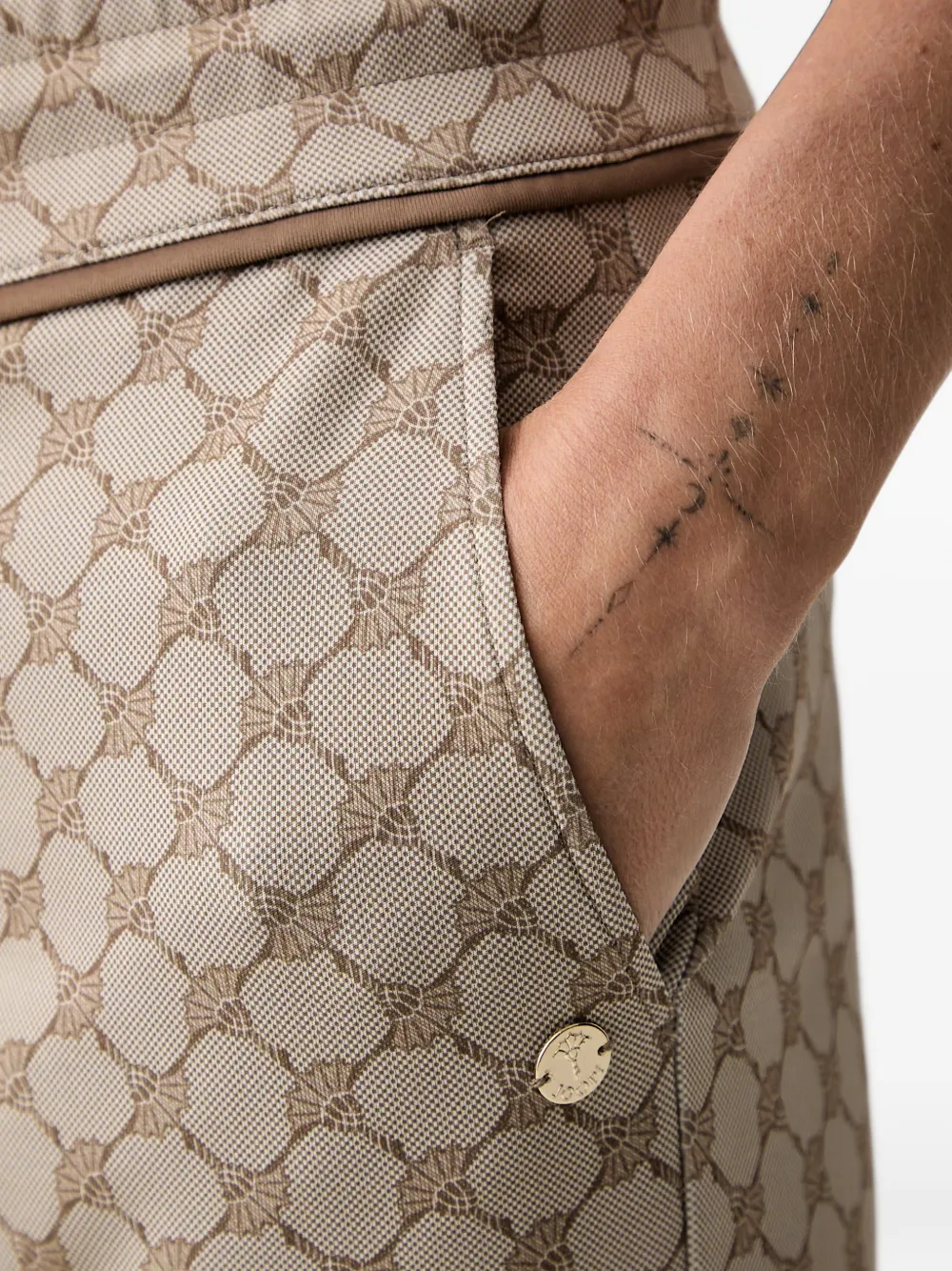Joop! logo-pattern drawstring trousers Beige
