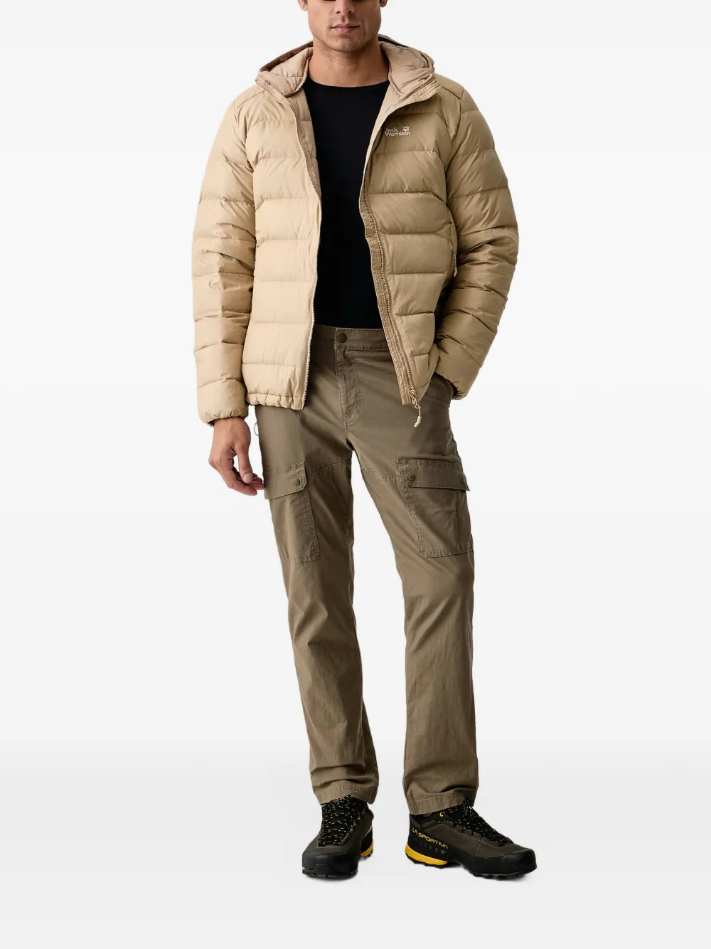 JACK WOLFSKIN Wild Pass Down quilted hooded jacket Beige