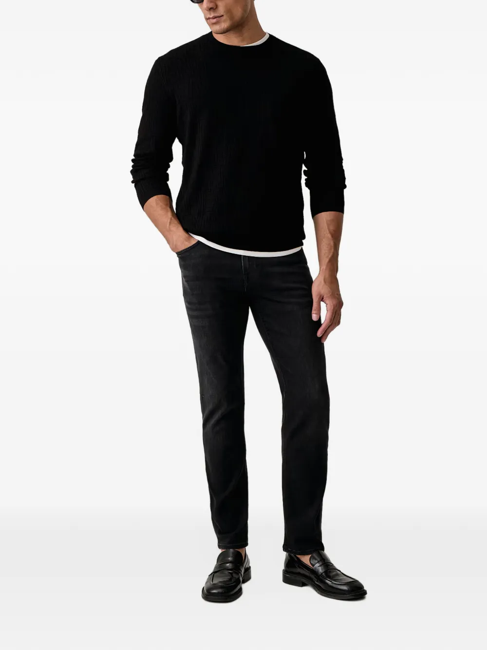 Joop! faded slim-fit jeans Zwart