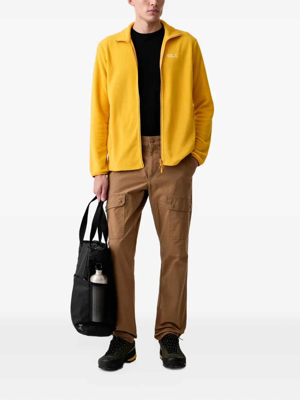 JACK WOLFSKIN logo-embroidered fleece sweatshirt Geel