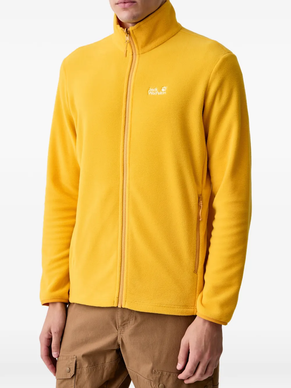 JACK WOLFSKIN logo-embroidered fleece sweatshirt Geel