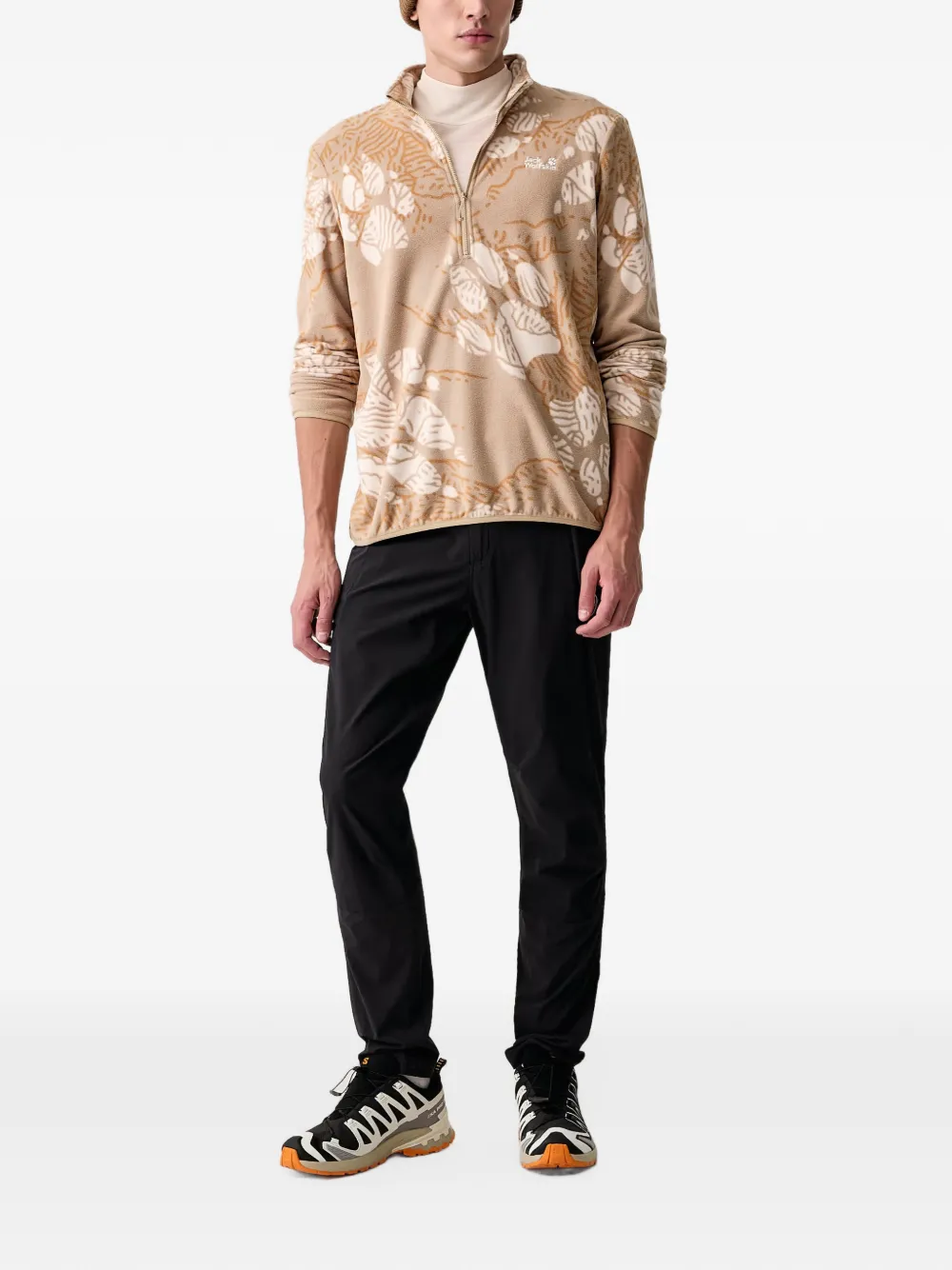 JACK WOLFSKIN graphic-print fleece sweater Beige