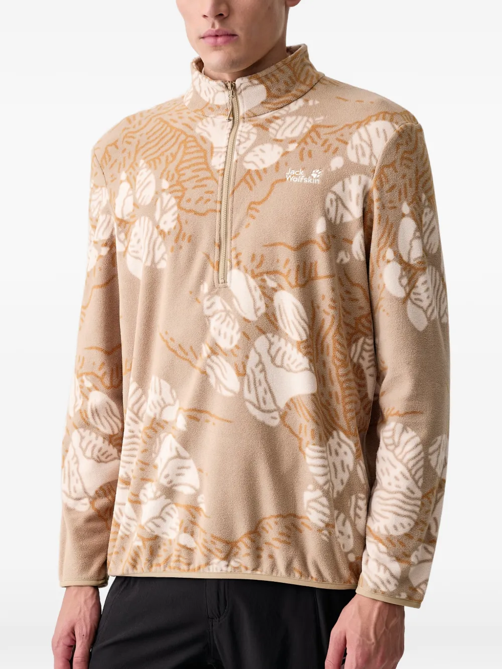 JACK WOLFSKIN graphic-print fleece sweater Beige
