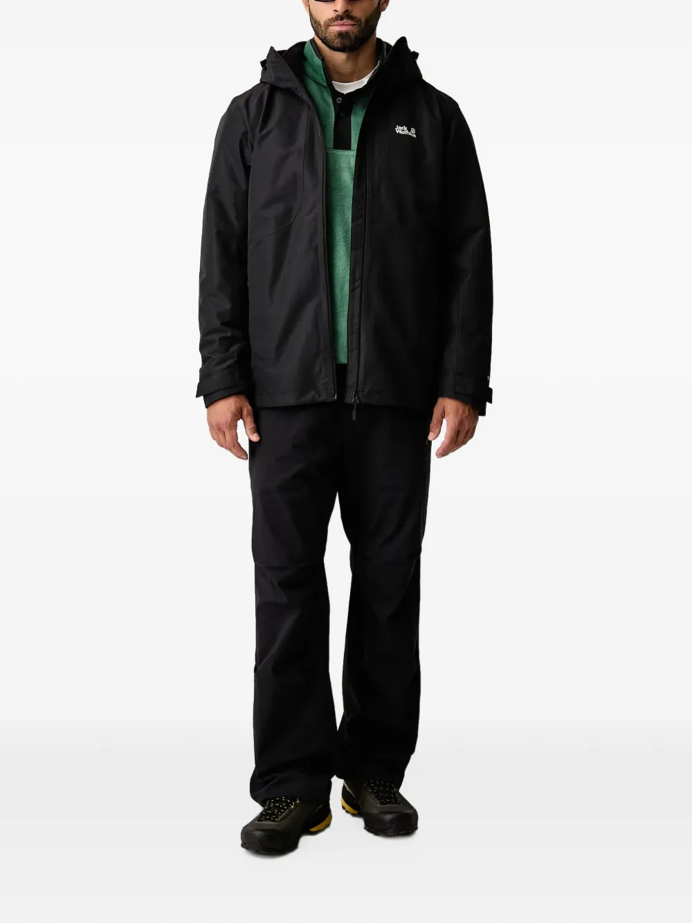 JACK WOLFSKIN STONETRAIL 3IN1 JKT M hooded jacket Zwart