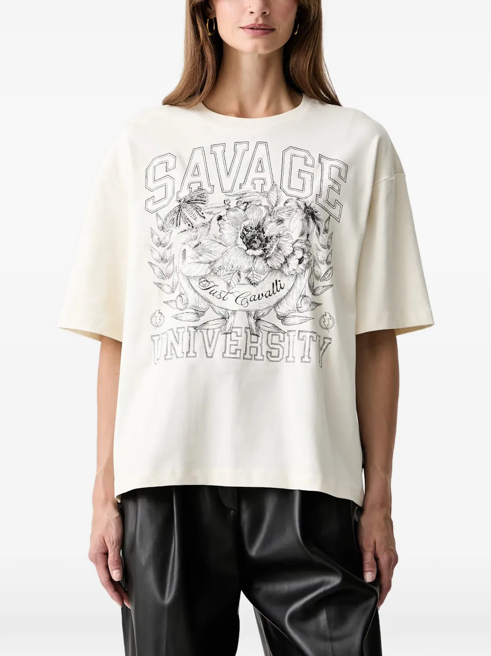 Just Cavalli T-shirt met grafische print Beige