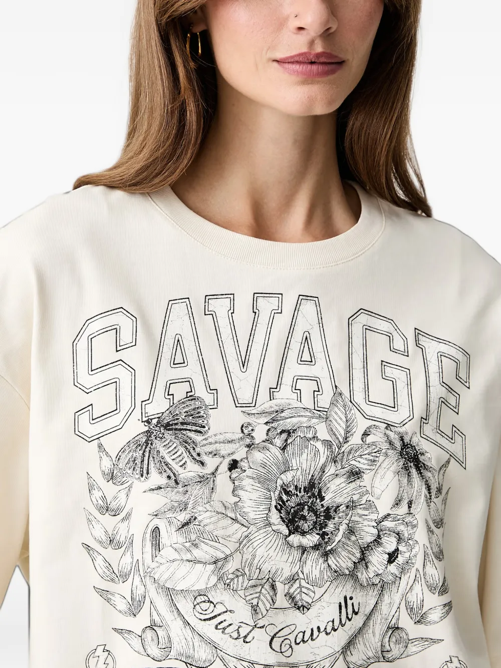 Just Cavalli T-shirt met grafische print Beige