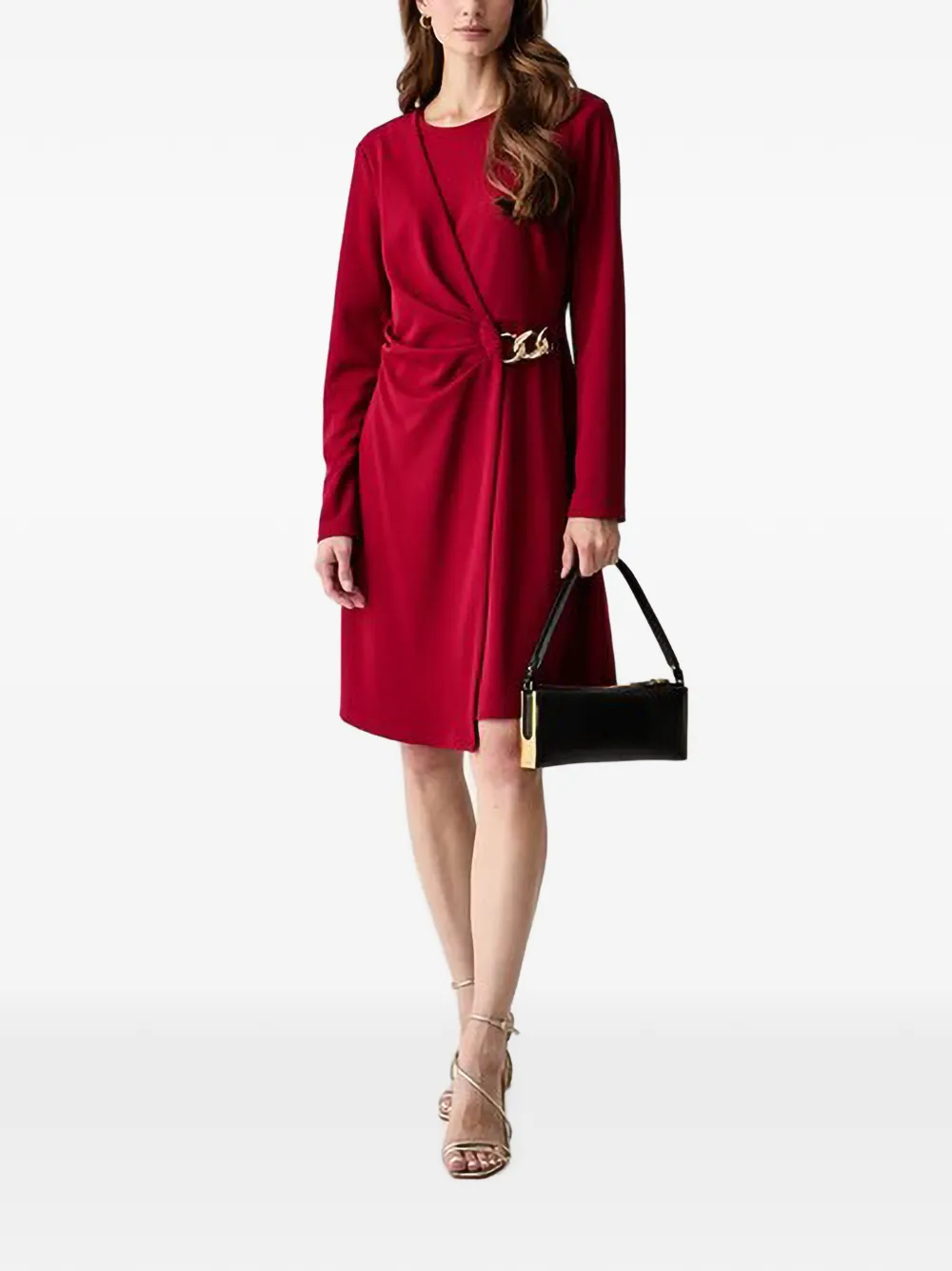 Joseph Ribkoff Gedrapeerde mini-jurk met kettingdetail Rood