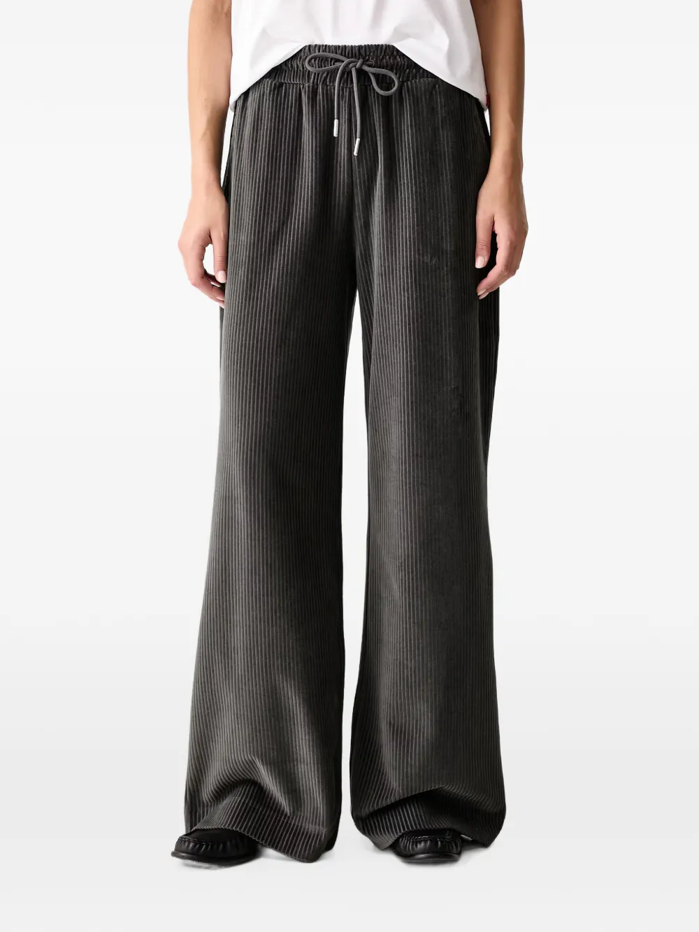 Joop! corduroy-effect wide-leg jogging trousers Grijs