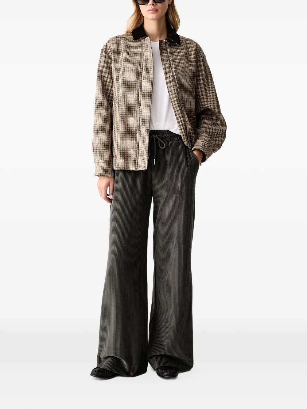 Joop! corduroy-effect wide-leg jogging trousers Grijs