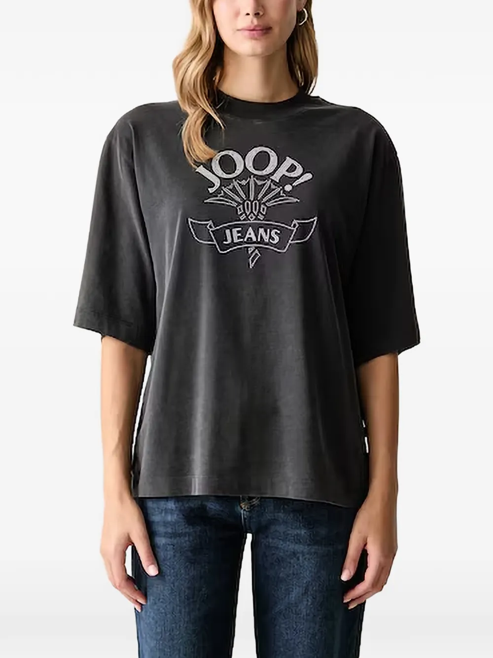 Joop! embellished logo-print T-shirt - Gris Joop! embellished logo-print T-shirt - Gris