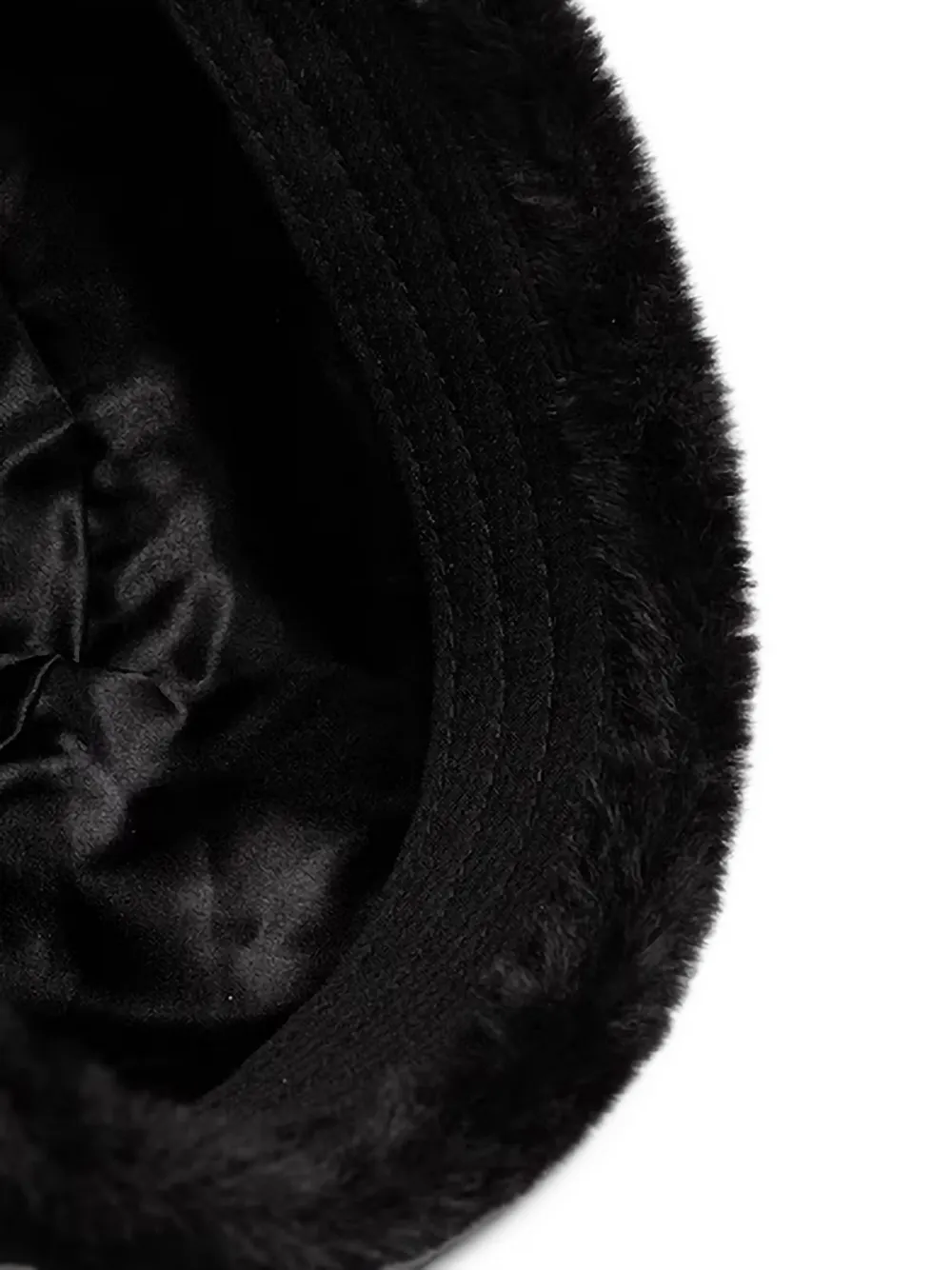 Kangol logo-patch faux-fur hat Zwart