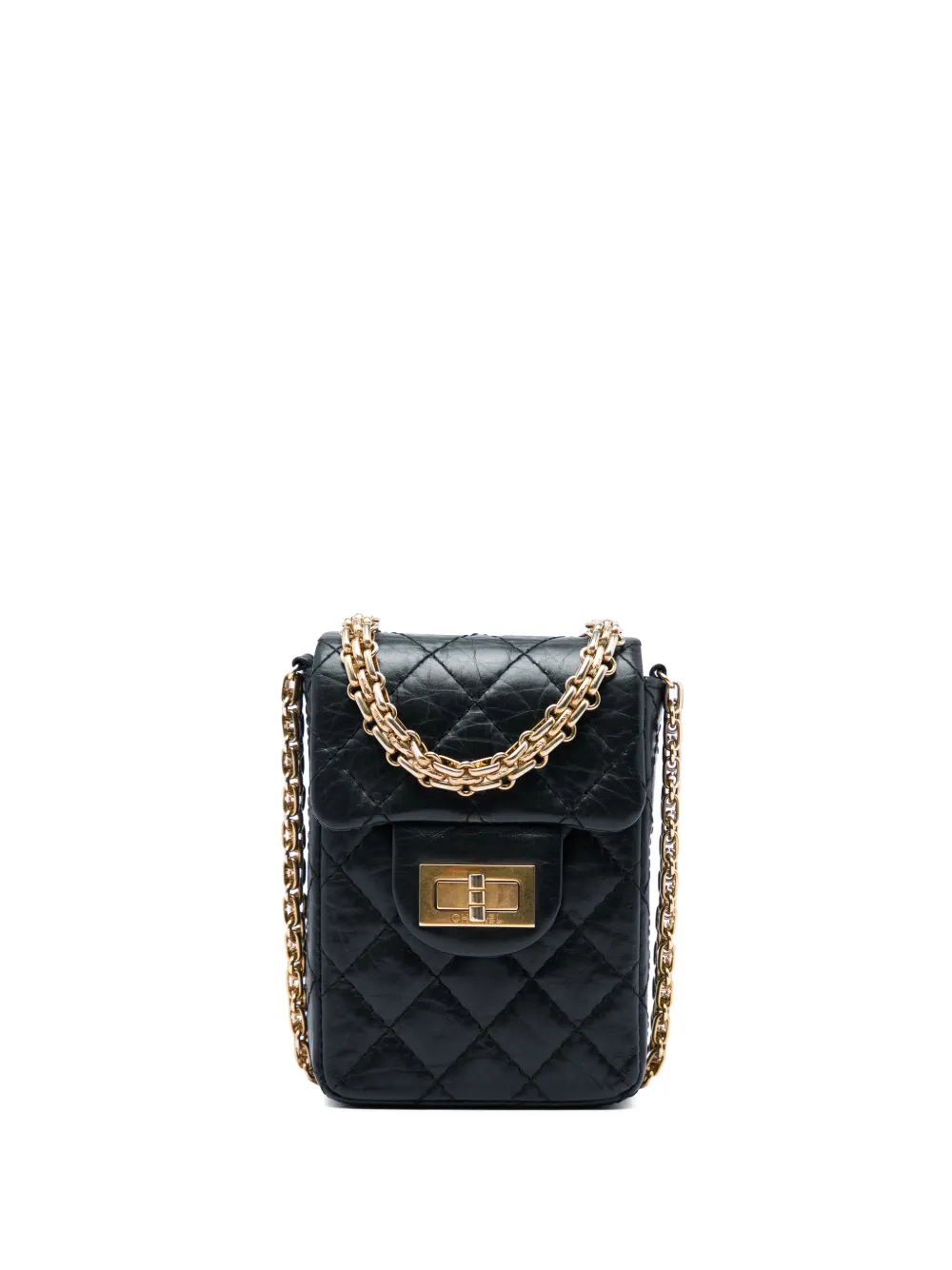 CHANEL Pre-Owned 2005-2006 Quilted Aged Calfskin Reissue 2.55 Phone Holder With Chain crossbody bag - Nero