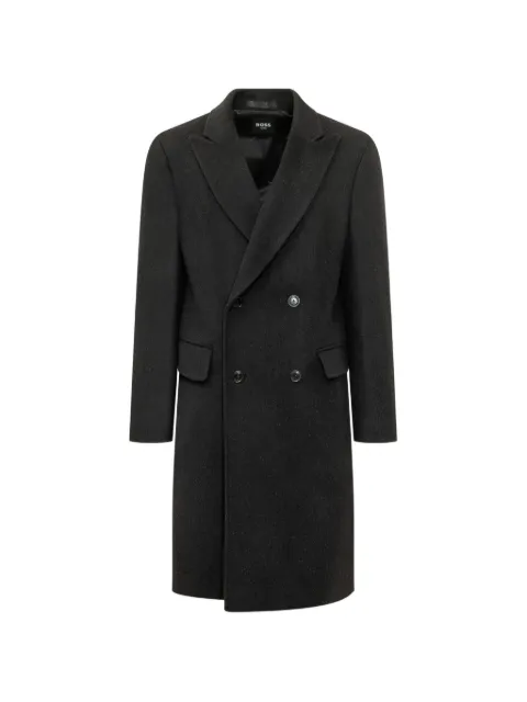 BOSS double-breasted peak-lapels coat