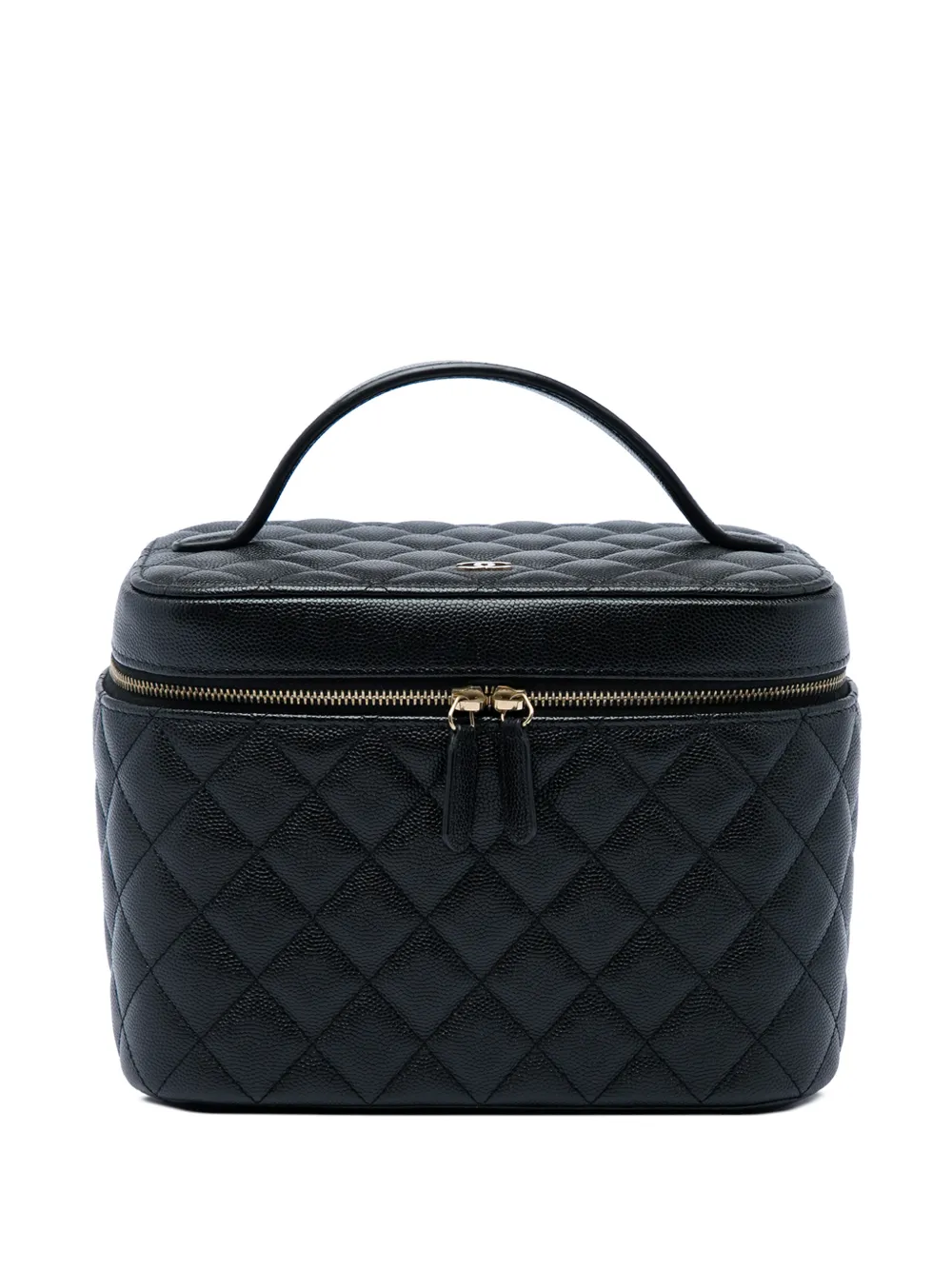 CHANEL Pre-Owned 2019 CC Quilted Caviar Case vanity bag - Nero