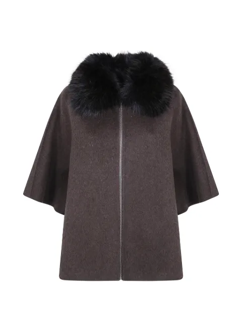Giovanni Paris Clementine faux-fur trim zip-up cape