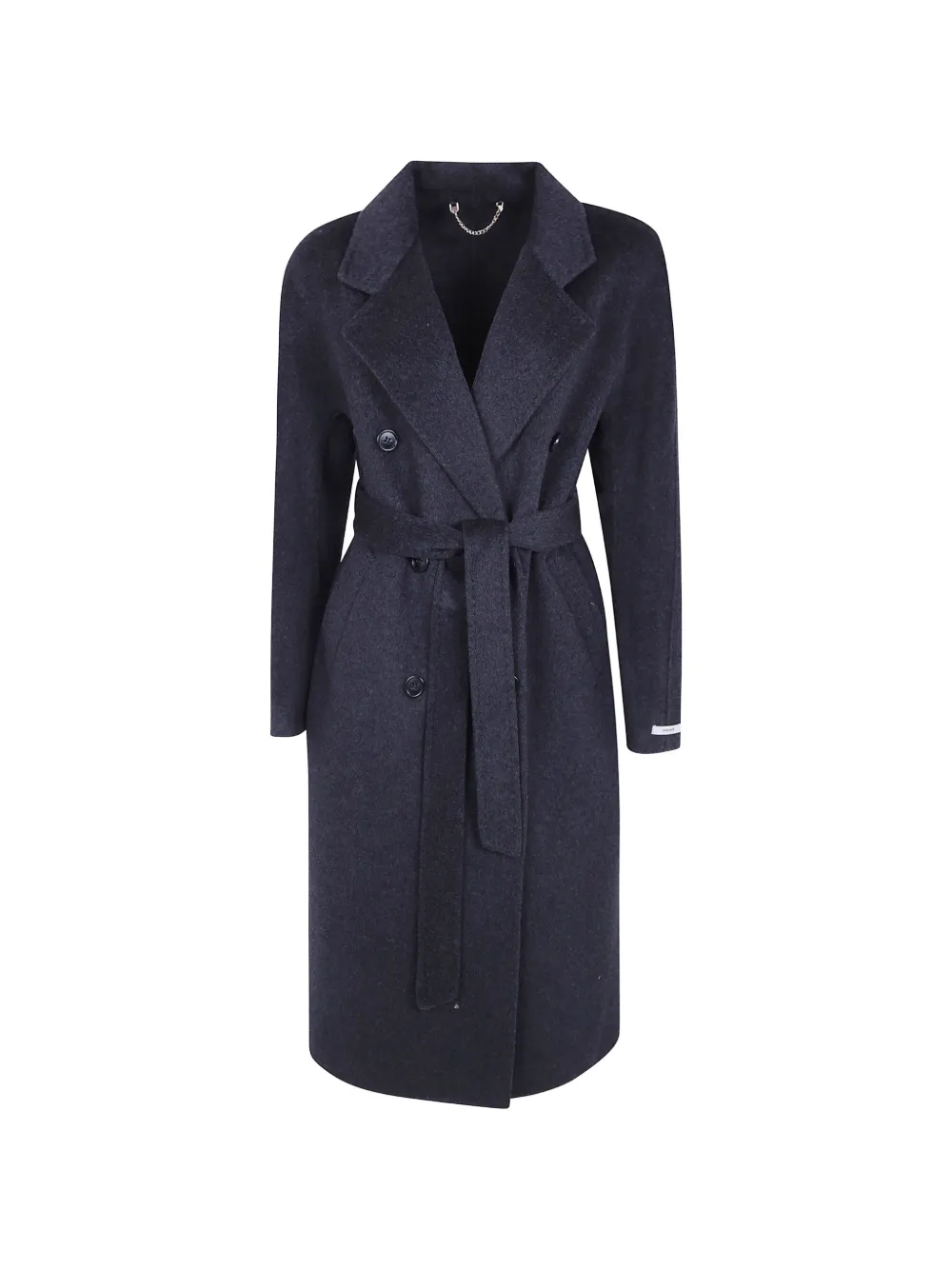 Giovanni Paris Olive Double-breasted Belted Coat In Grey