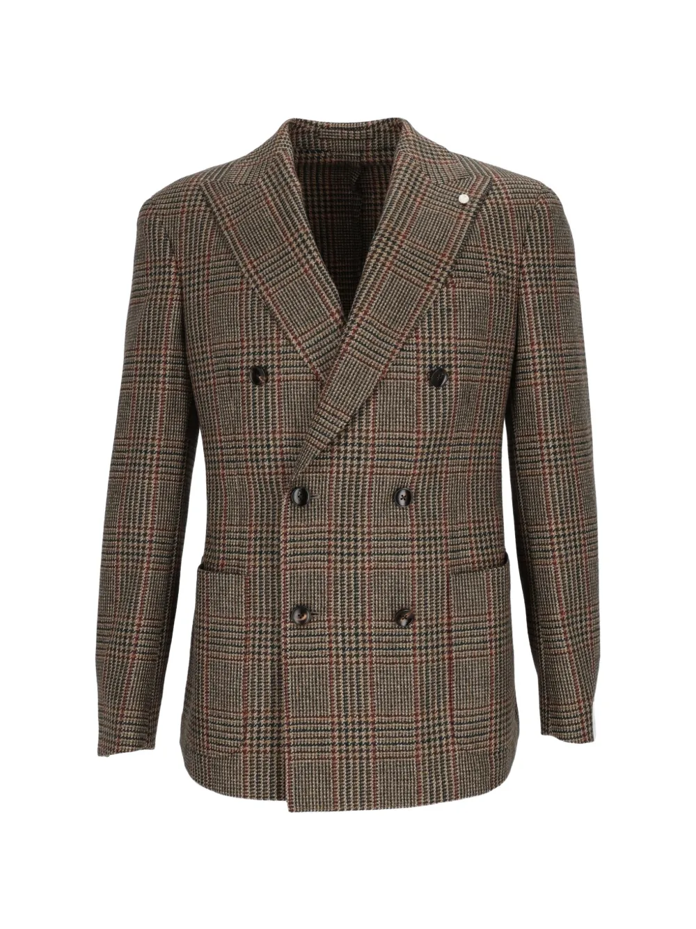Luigi Bianchi check-pattern double-breasted blazer - Brown