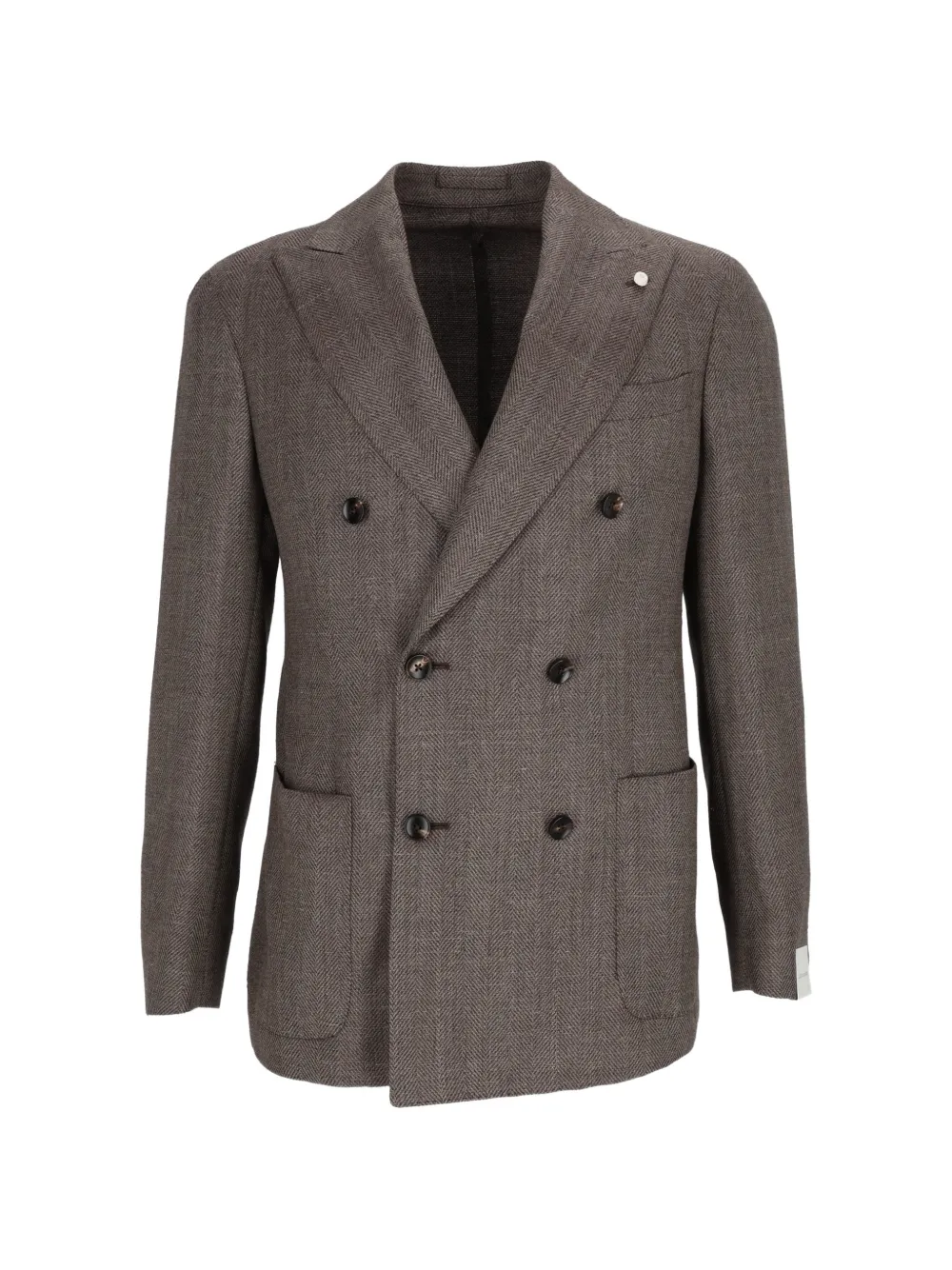 Luigi Bianchi herringbone double-breasted blazer - Brown