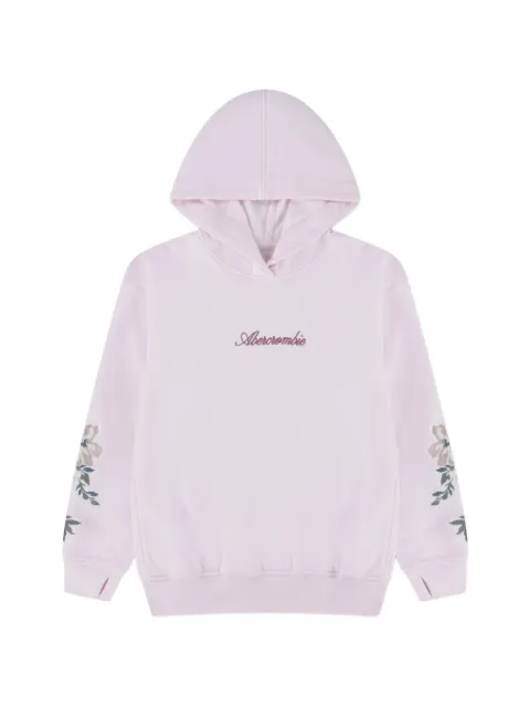 ABERCROMBIE FITCH KIDS floral-embroidered logo hoodie