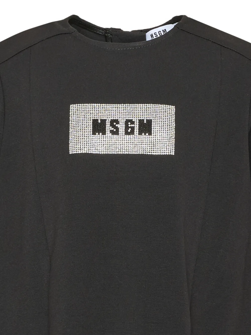 MSGM Kids rhinestone-logo long-sleeve dress Zwart