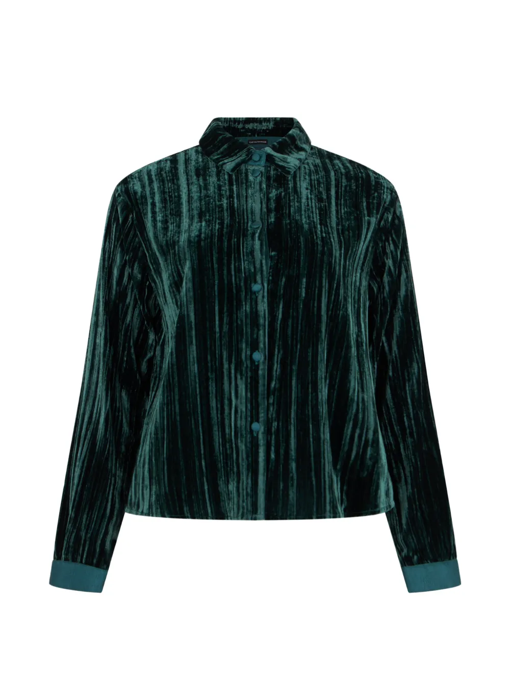Emporio Armani crinkled-velvet shirt - Green