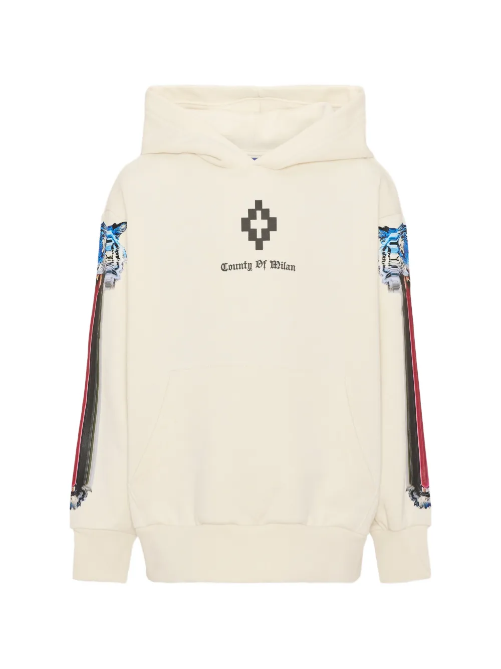 COUNTY OF MILAN tiger-print logo-print hoodie - Toni neutri