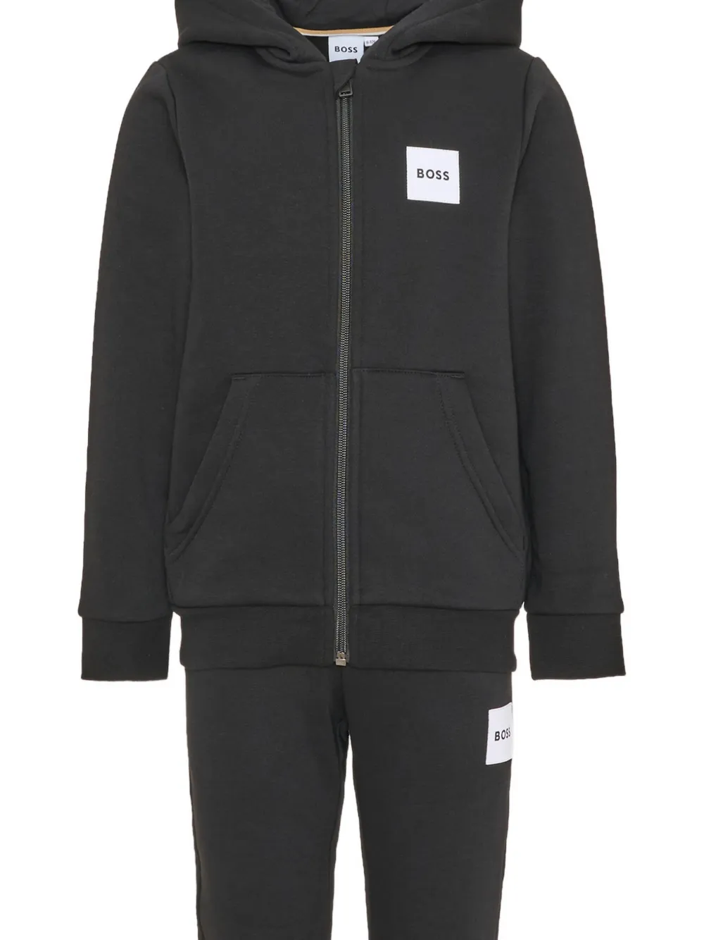 BOSS Kidswear logo-patch zip-up tracksuit Zwart